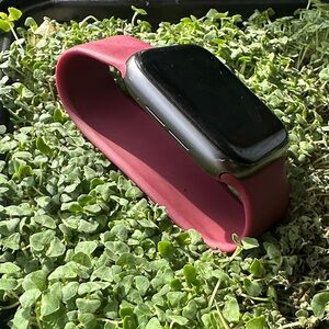 Apple Smartwatch with Dark Pink Band